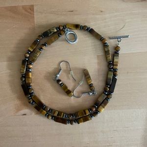 Tiger eye necklace and earring set